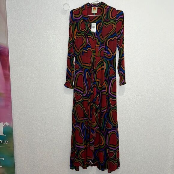 NWT Farm Rio Rainbow Wild Hearts Maxi Dress Small - Picture 2 of 16